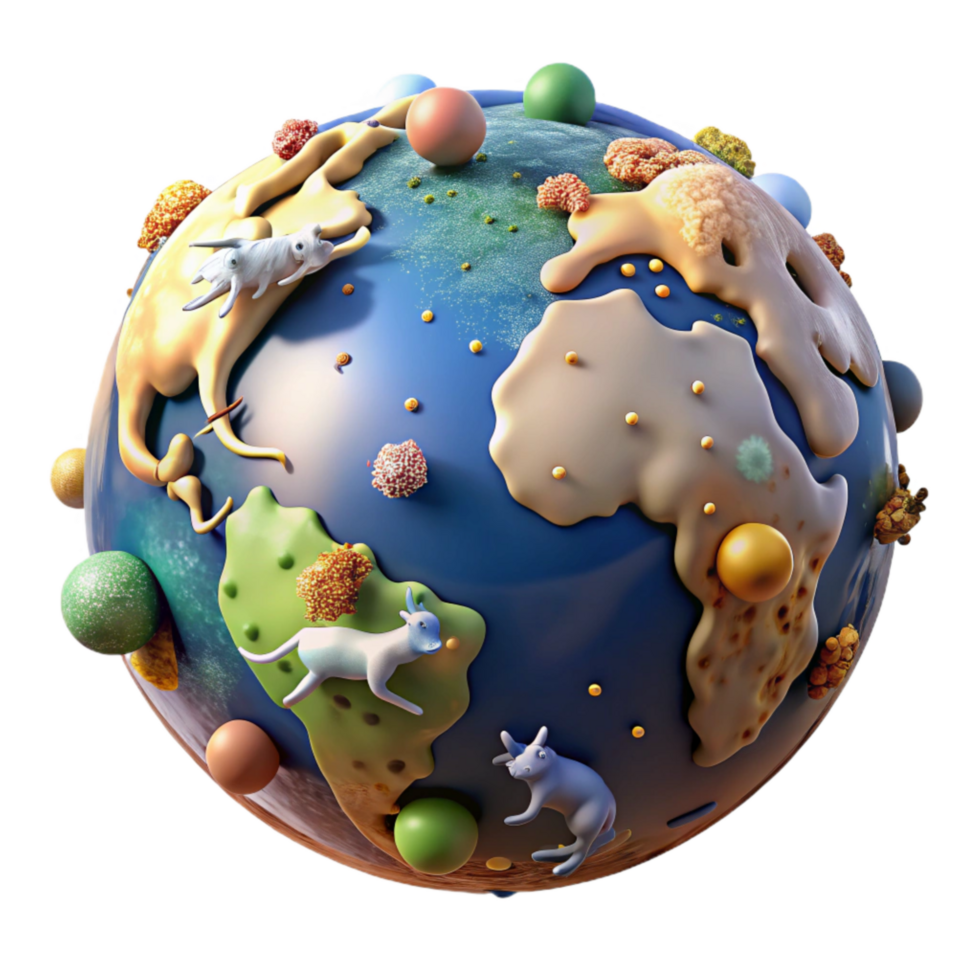 elegant vintage Globe Showing Animal Migrations Isolated Element original png