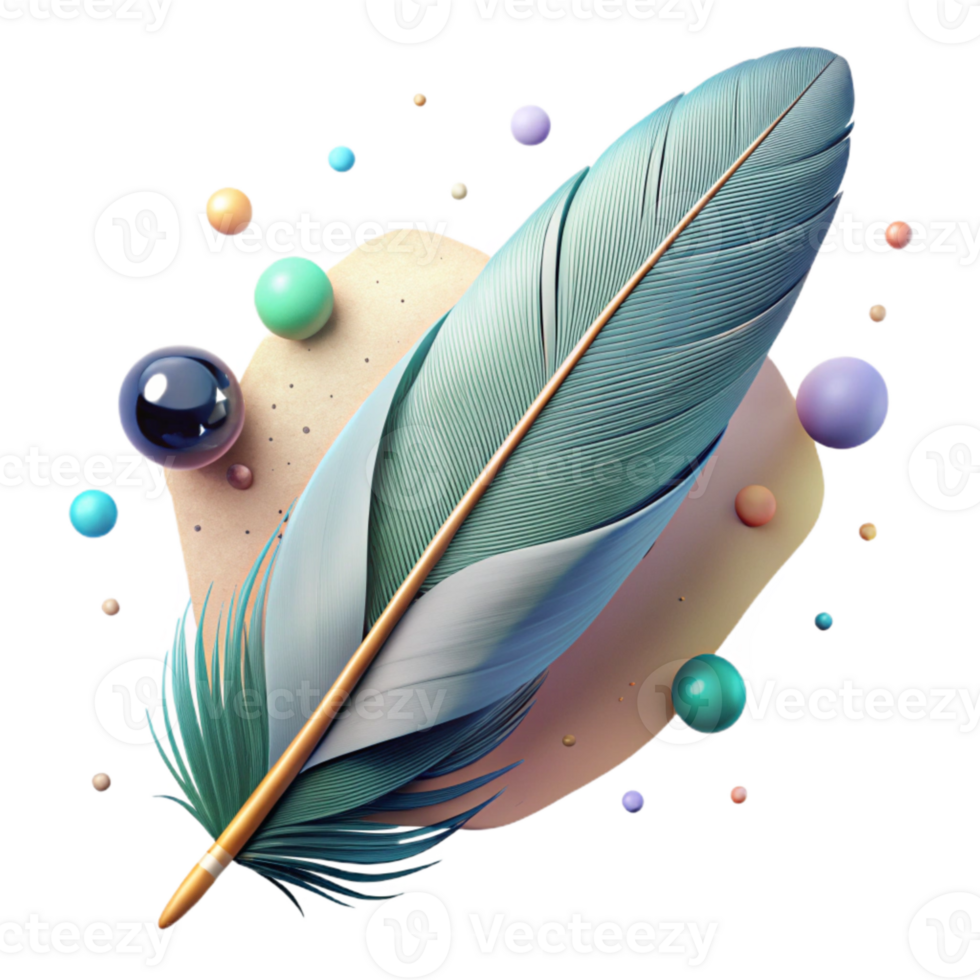 wonderful vintage Bird Feather with Shadow Effect Isolated Element authentic png