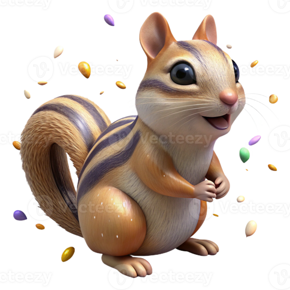 magnificent minimalist Chipmunk Stripes Detail Side View Isolated genuine png
