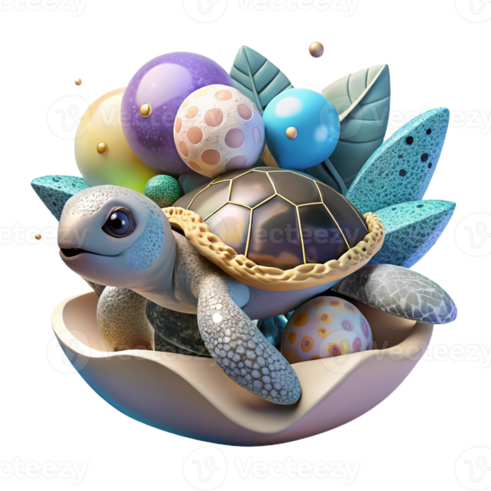 vibrant artistic Ai Monitoring Sea Turtle Hatchlings Isolated png