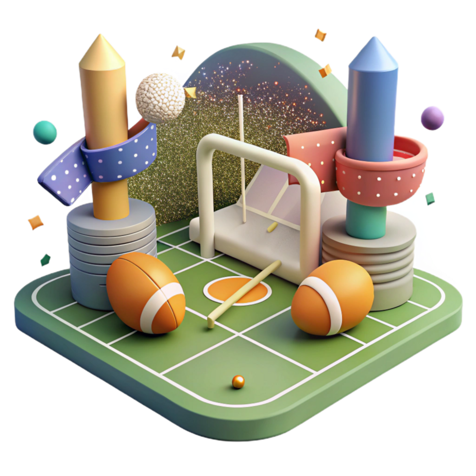 elegant artistic Football Field with Goal Posts Cutout Element exclusive png