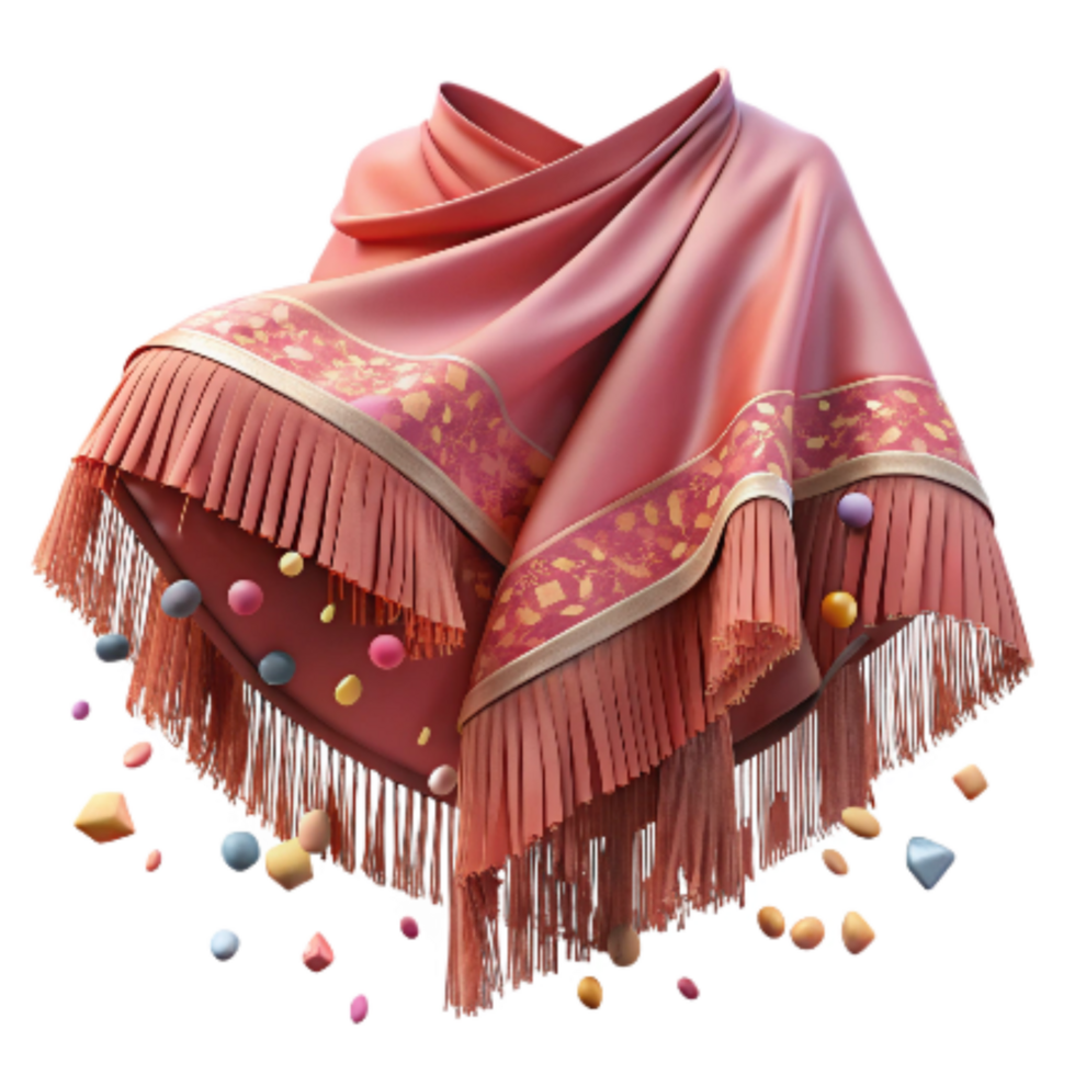 beautiful minimalist Flamenco Shawl with Fringe Isolated Transparent Background detailed png