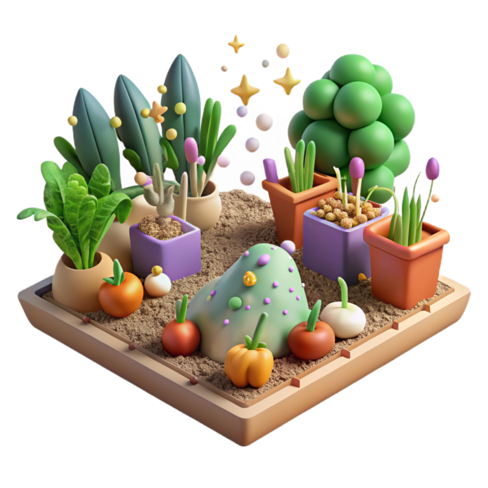 beautiful vintage Community Garden Plot with Fresh Vegetables high resolution png