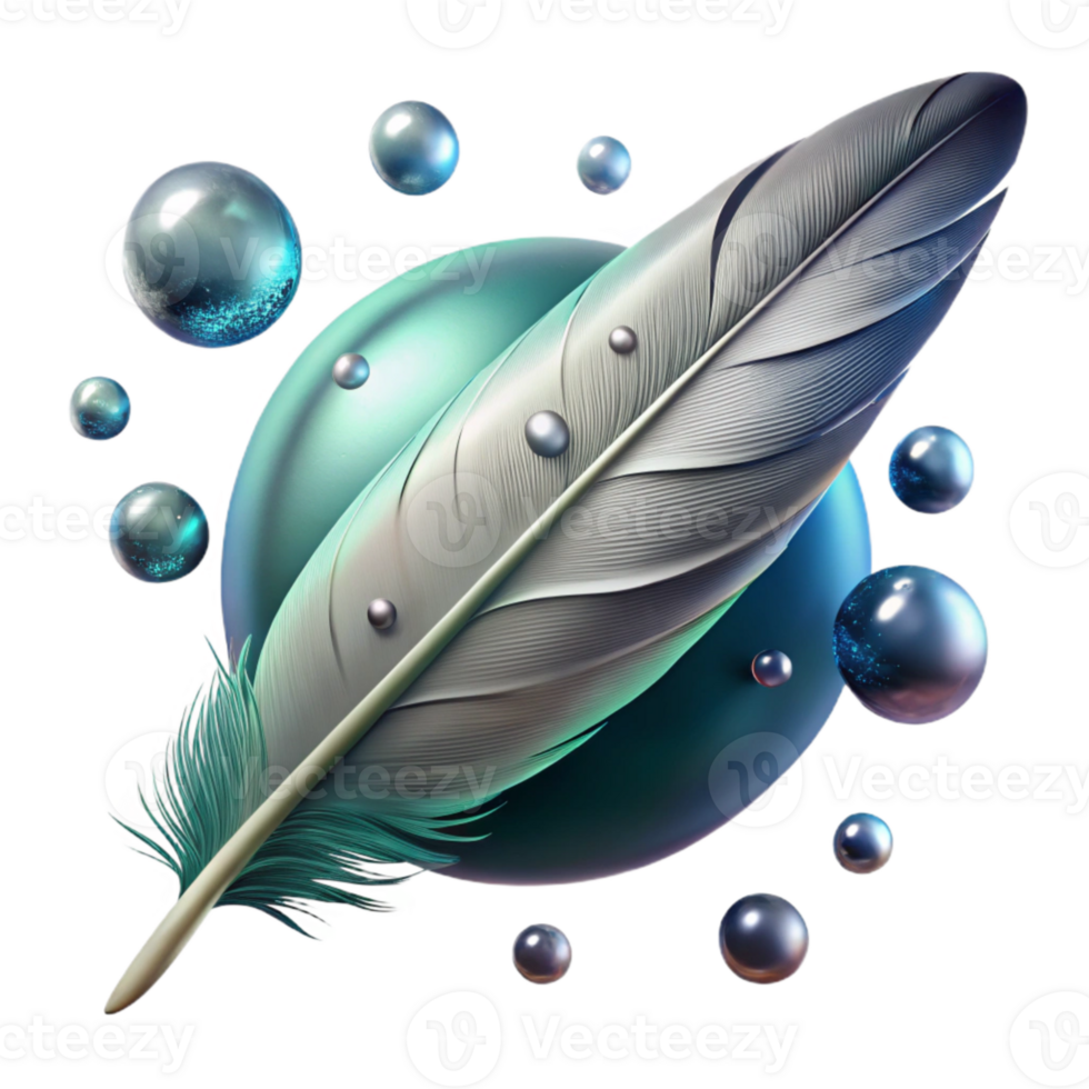 beautiful traditional Bird Feather with Water Droplets Isolated Element authentic png