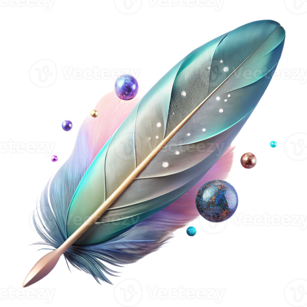vibrant abstract Bird Feather with Transparent Background Cutout genuine png