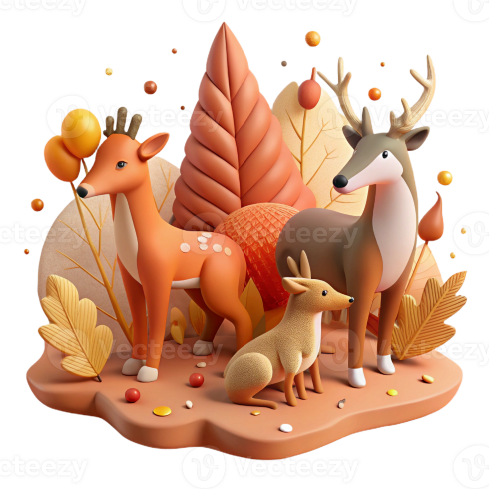extraordinary minimalist Forest Animals Migrating Cutout with Autumn Colors high quality png