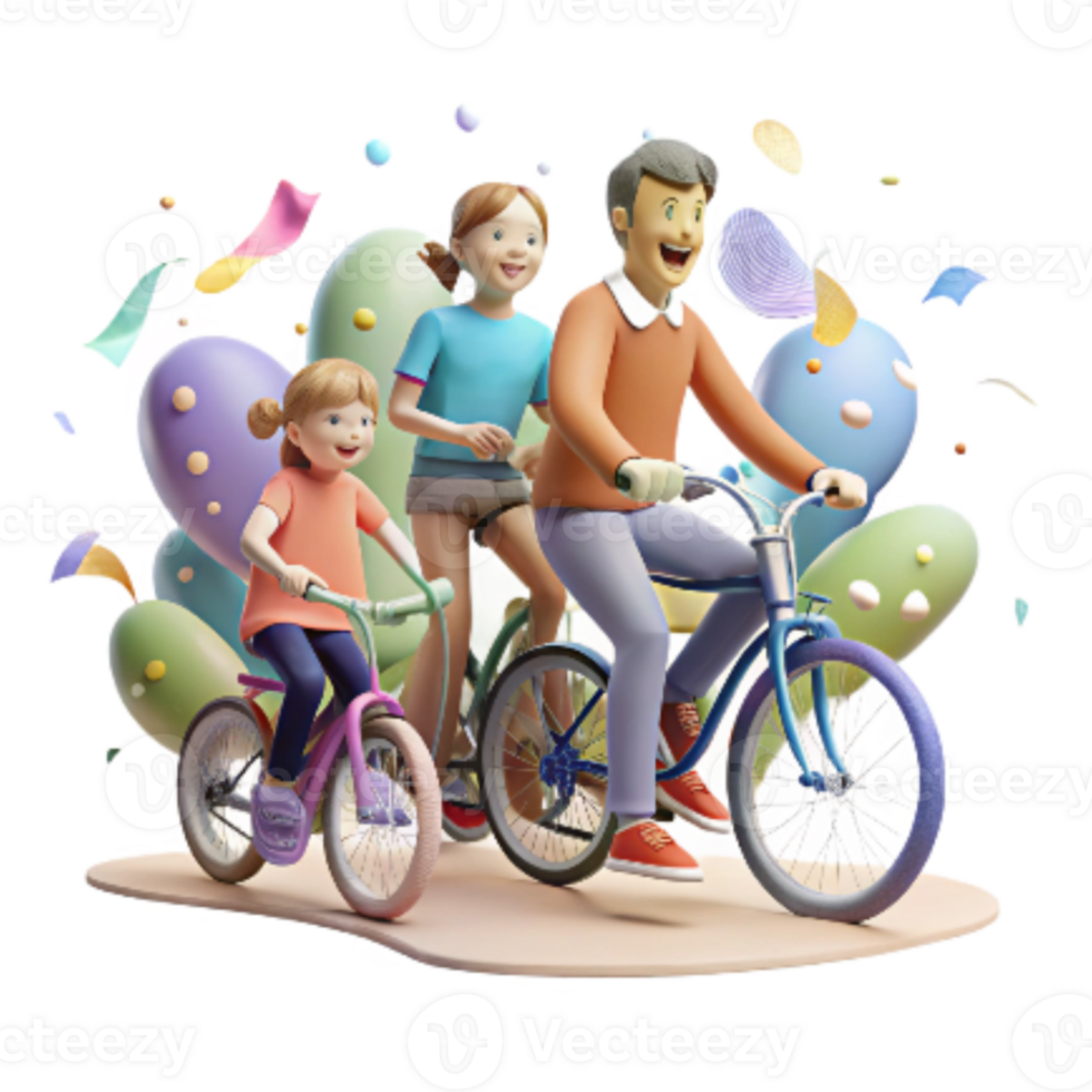 elegant classic Family Riding Bikes in Park Cutout exclusive png