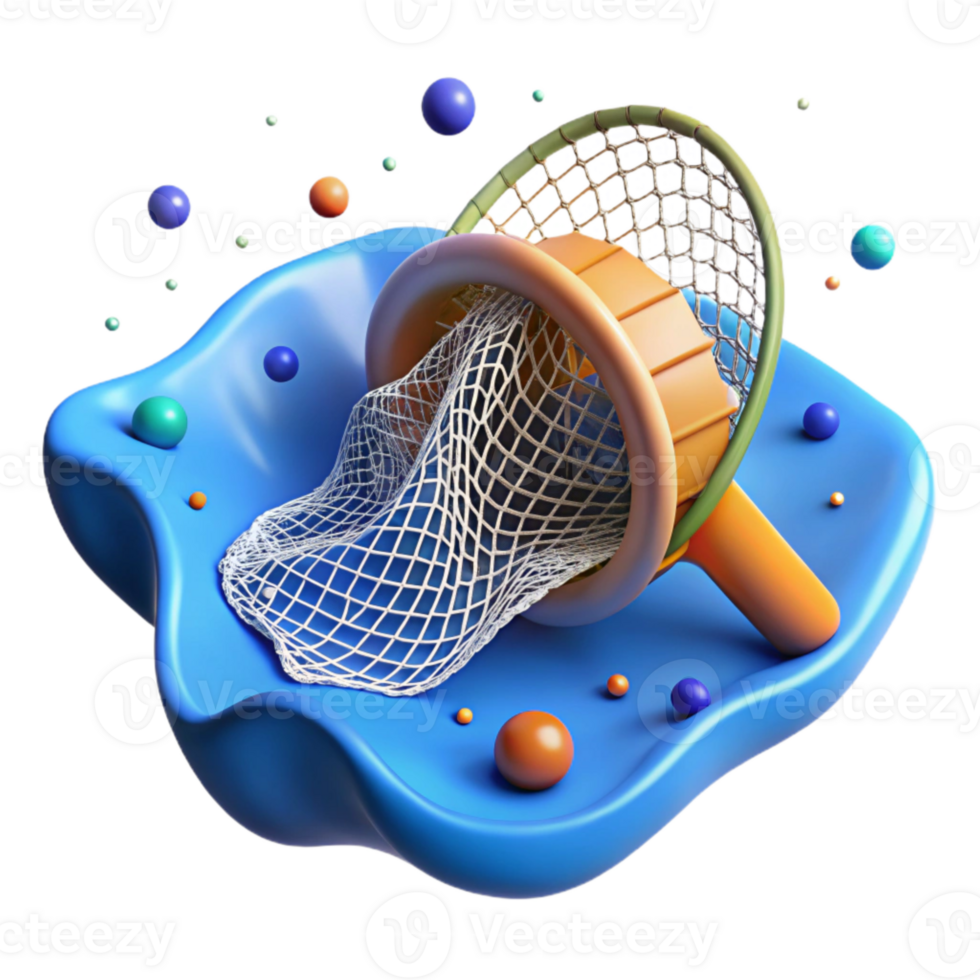 vibrant contemporary Fishing Net with Hole Cutout Blue Background authentic png