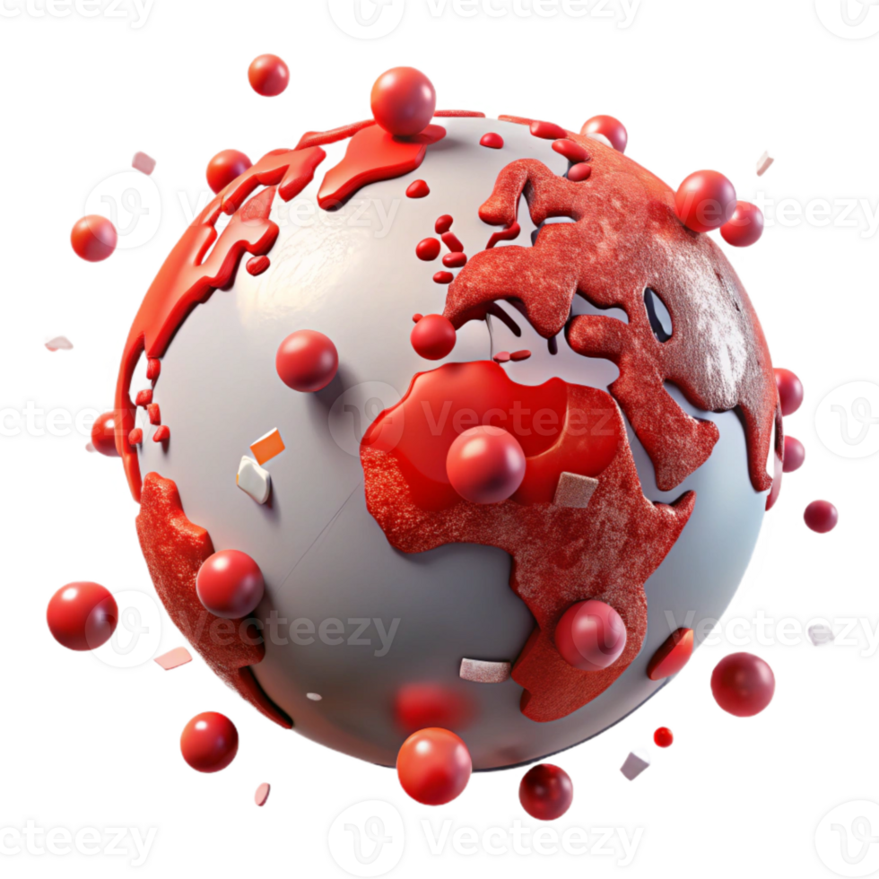 dramatic creative Globe Showing Temperature Increase Isolated with Red Highlights exclusive png