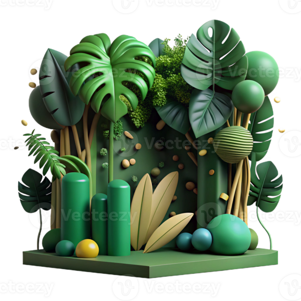 vibrant abstract Dark Green Jungle Vines Cutout premium png