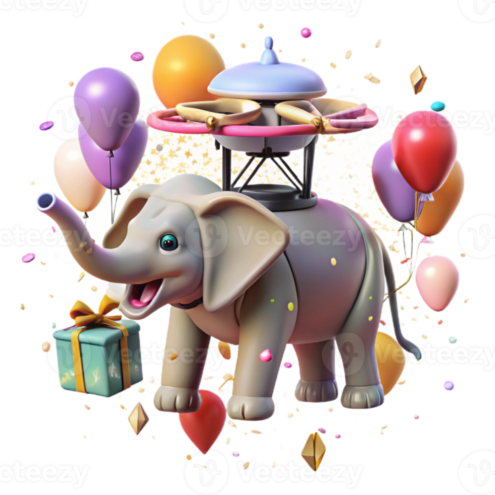 serene modern Drone with Ai Tracking Elephant Herd Transparent Background high resolution png