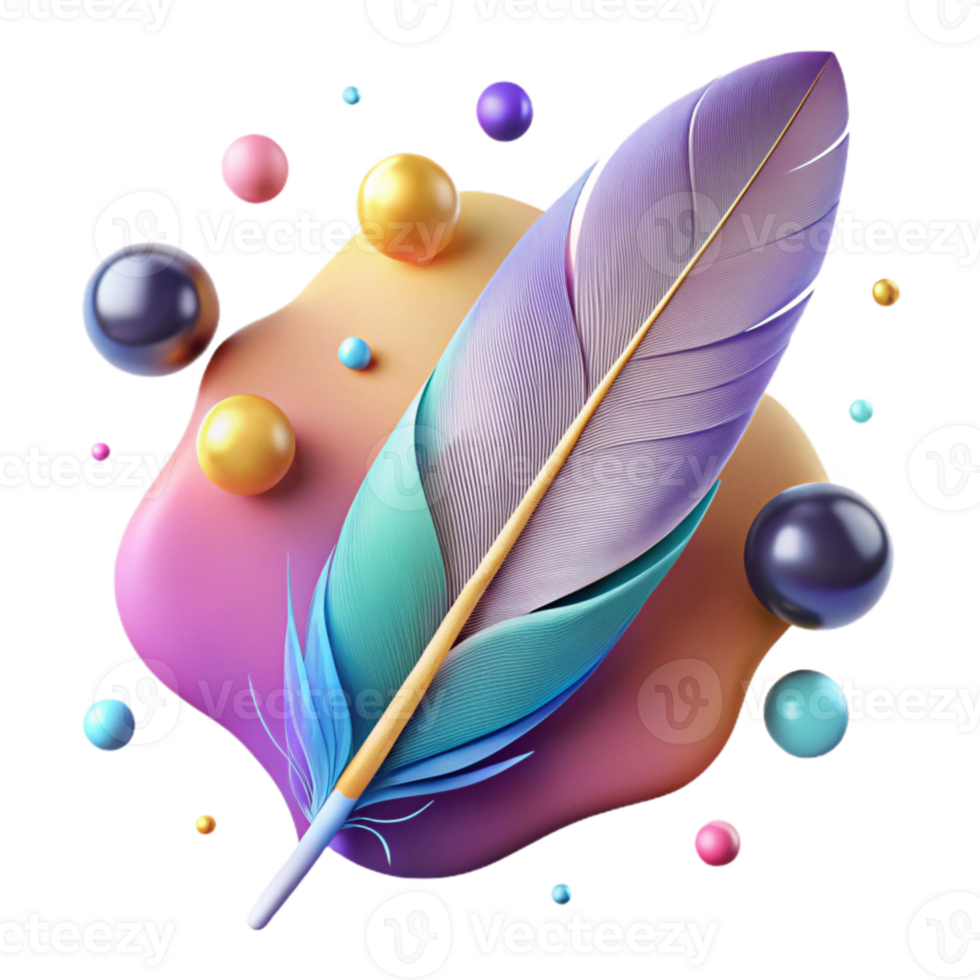wonderful vintage Bird Feather with Gradient Colors Cutout authentic png