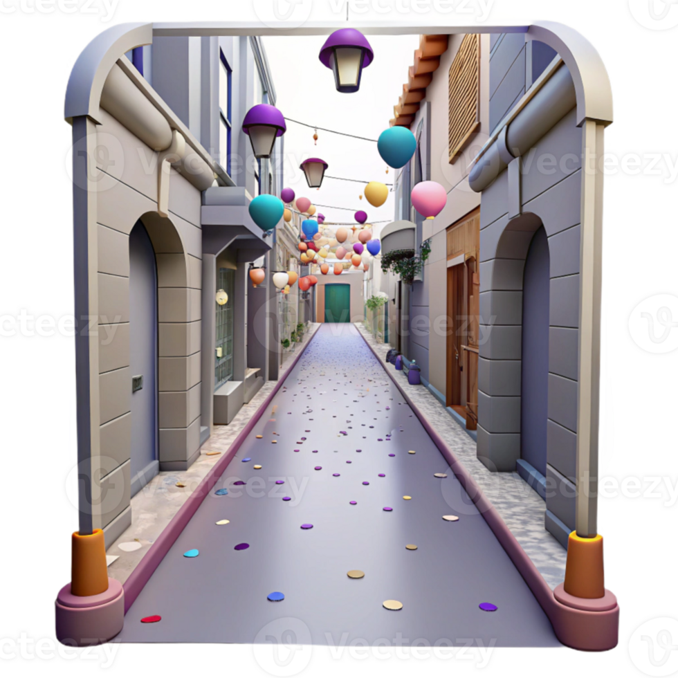 magnificent vintage Empty Alleyway in City Center Isolated Element png