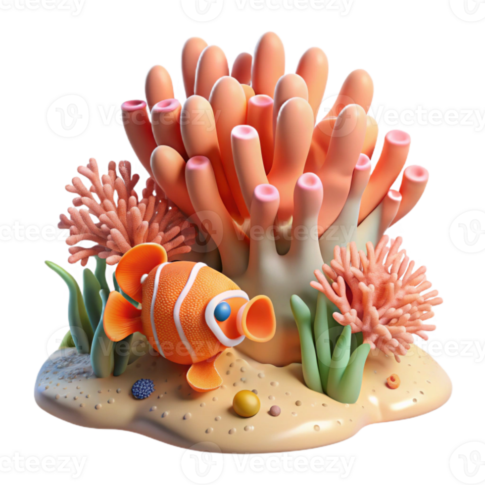 magnificent rustic Coral Reef Cutout with Diver Silhouette Isolated original png