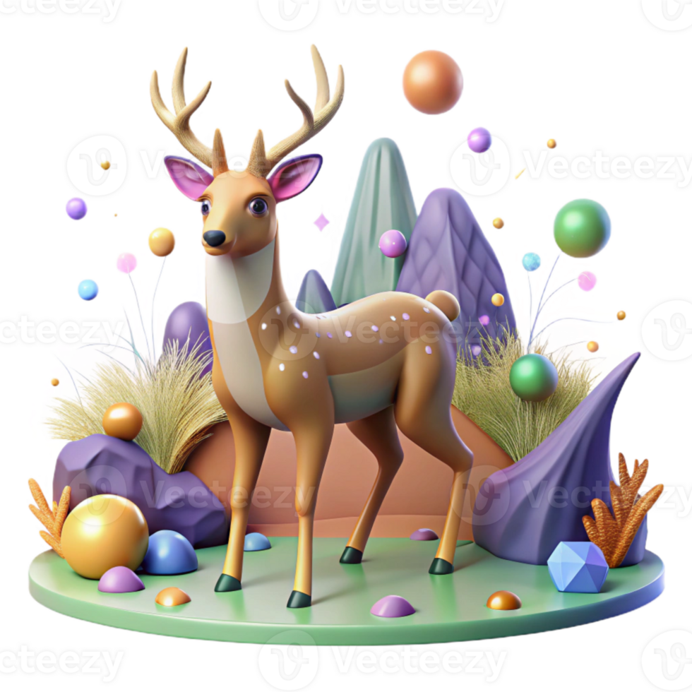 magnificent modern Deer Grazing in Meadow Soft Lighting Isolated authentic png