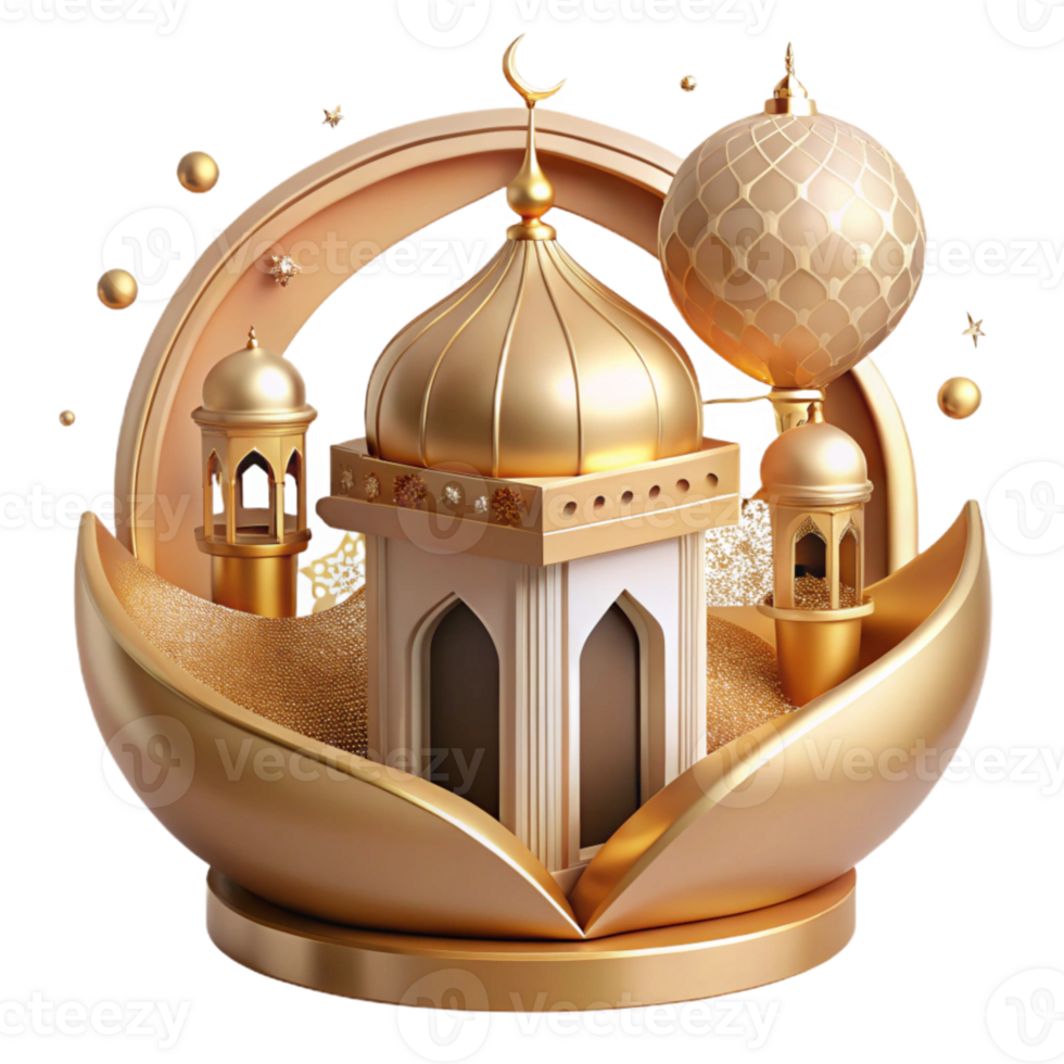 beautiful contemporary Eid Mubarak Mosque Dome Golden Detail Cutout original png
