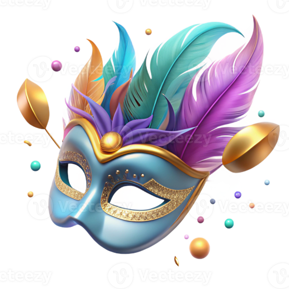elegant vintage Carnival Mask Feathered Isolated on Transparent Background premium png