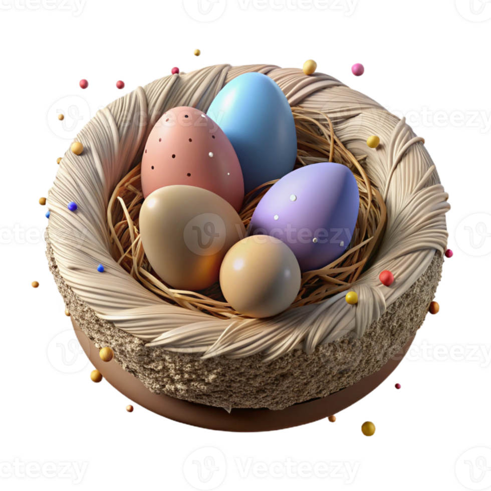 vibrant creative Bird Nest with Eggs Isolated on Transparent Background high resolution png