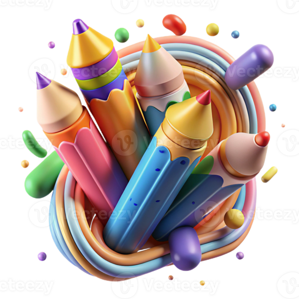 elegant contemporary Colorful Pencils Art Collaboration Transparent Background png