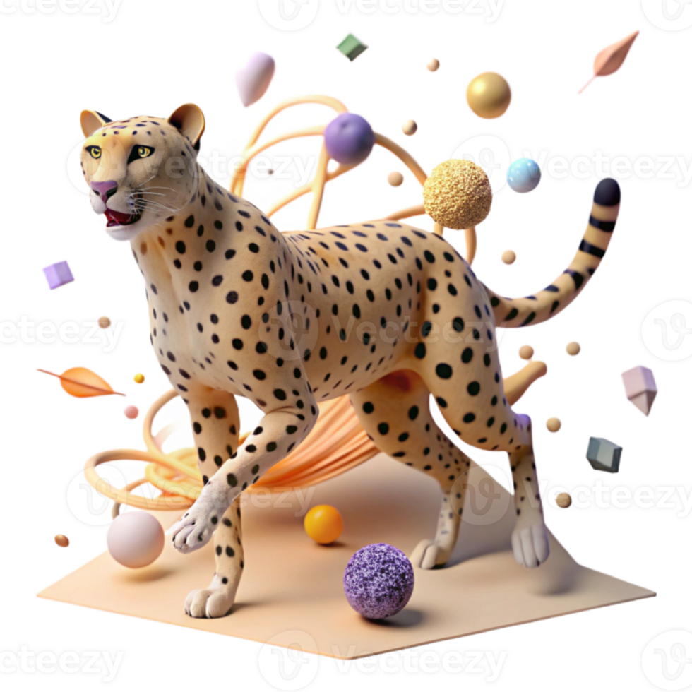 serene traditional Ai Analyzing Cheetah Hunting Behavior Transparent Background detailed png