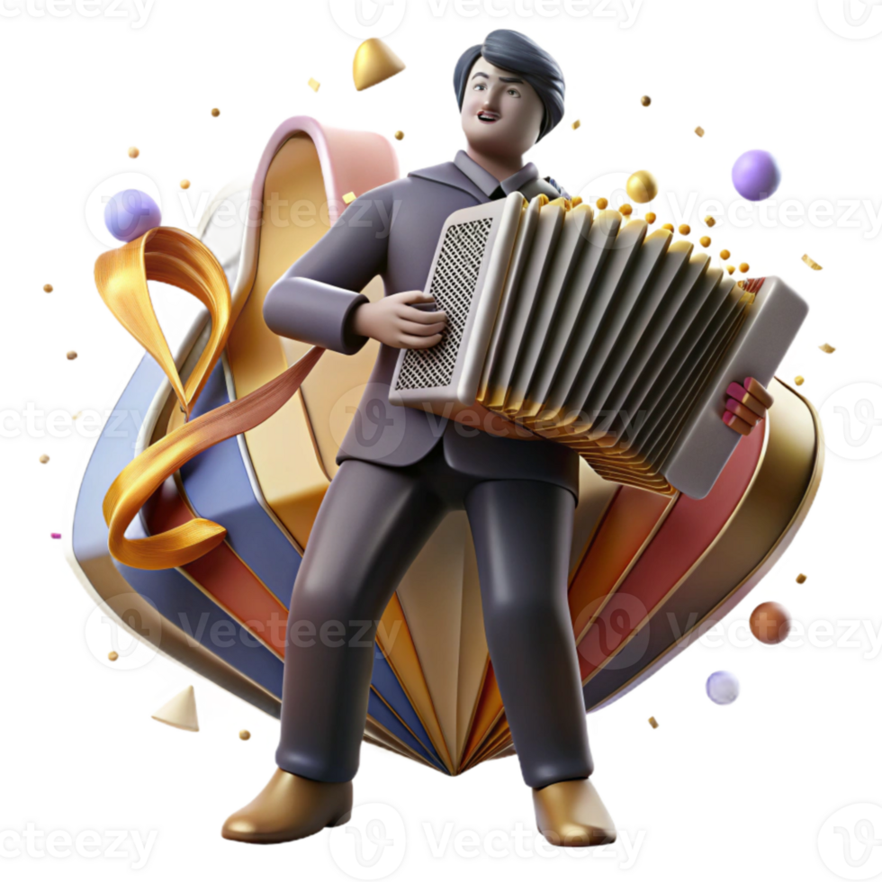 stunning modern Argentinian Bandoneon Player Silhouette Cutout detailed png