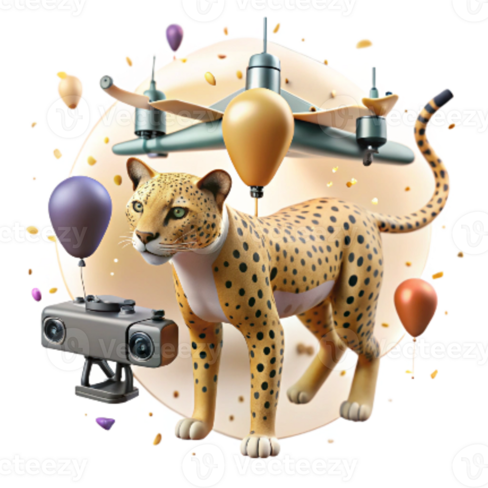 stunning modern Drone Photographing Indochinese Leopard Isolated genuine png