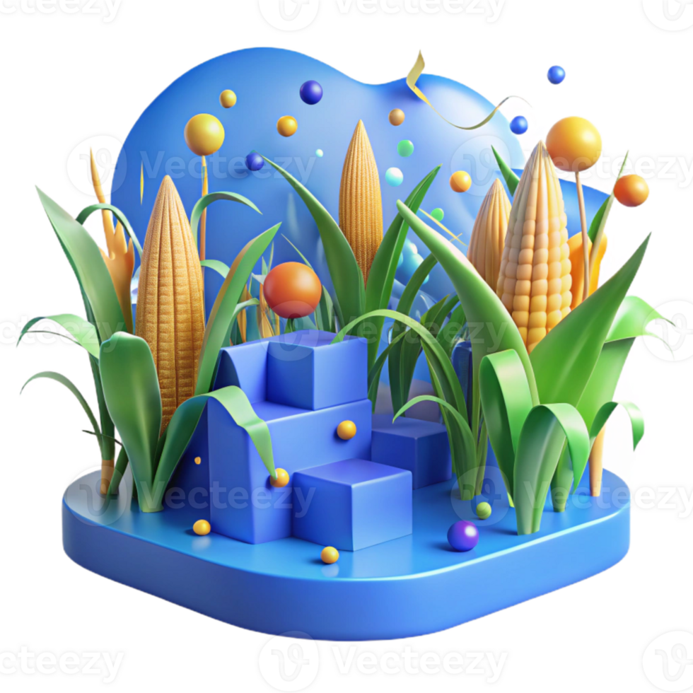 dramatic classic Cornfield with Blue Sky Transparent Background premium png