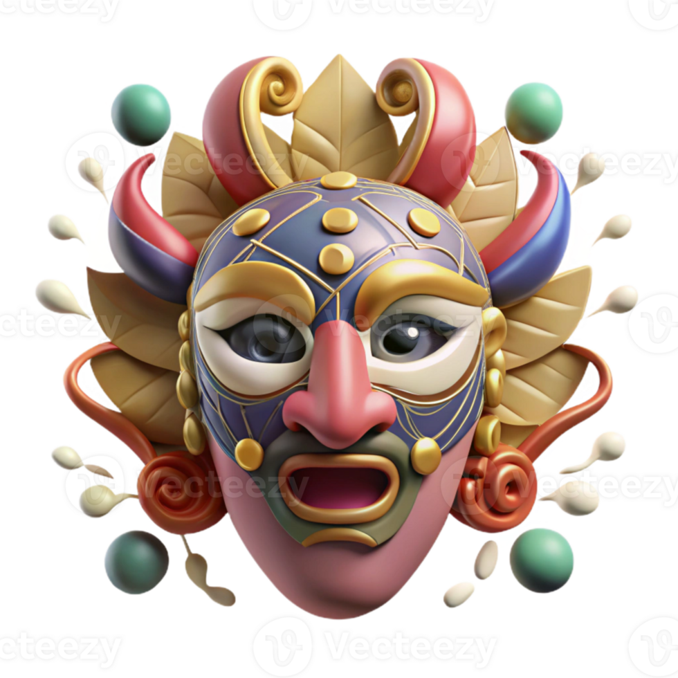 magnificent traditional Ceremonial Dance Mask Cutout Intricate Carvings high quality png