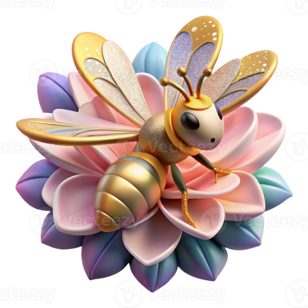 elegant modern Close Up of Honeybee on Flower Cutout detailed png