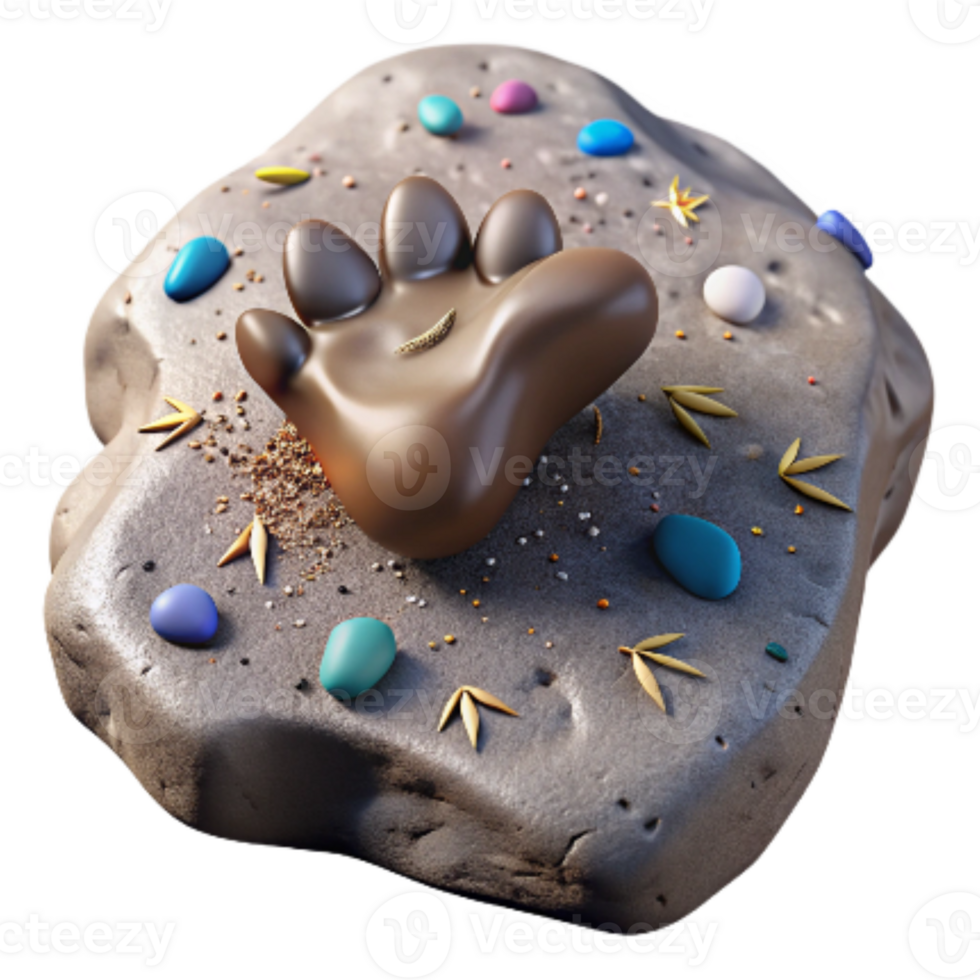 beautiful vintage Bird Footprint on Rock Textured Surface Transparent Background genuine png