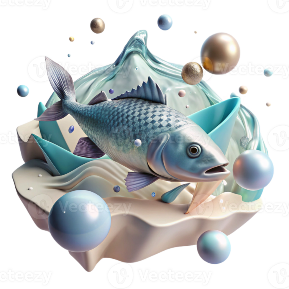 elegant vintage Dead Fish Floating on Water Surface Transparent Background Realistic Texture professional png