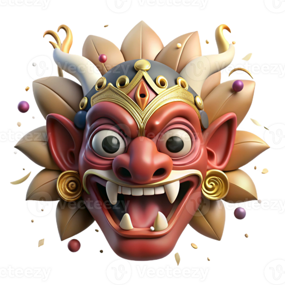 stunning creative Balinese Mask with Intricate Carving Isolated Element exclusive png