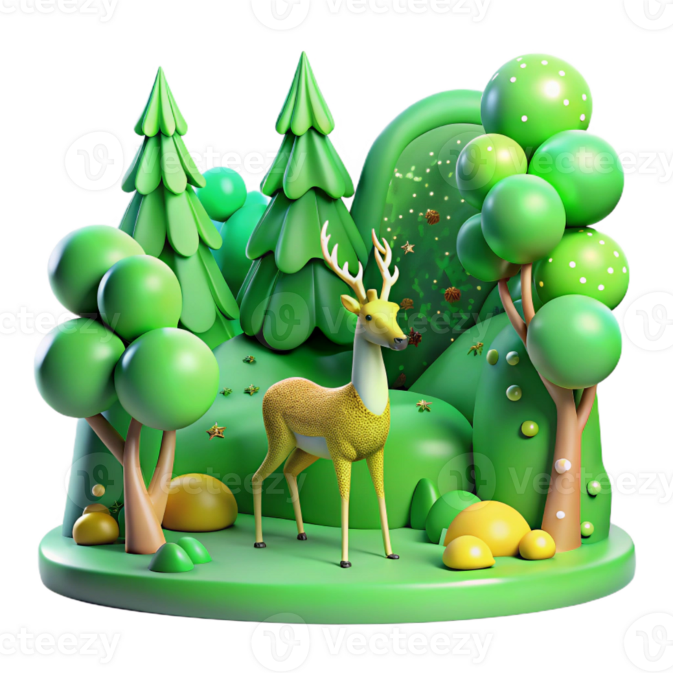 extraordinary traditional Bright Green Forest Loss and Frightened Deer Cutout genuine png