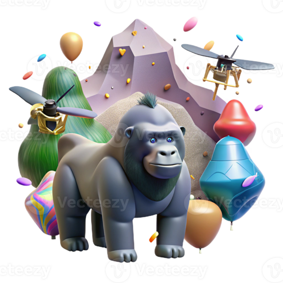 wonderful modern Drone Tracking Mountain Gorilla Family Isolated genuine png