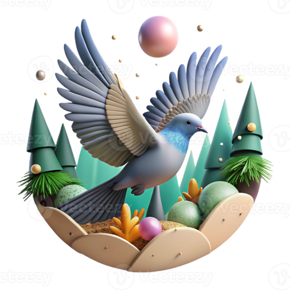 magnificent artistic Bird in Flight with Clouds Isolated Element authentic png