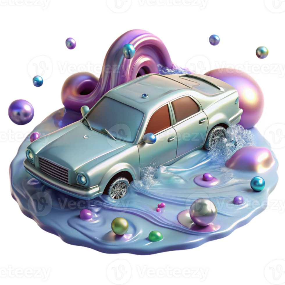 impressive artistic Flood Submerged Car Isolated with Water Reflections high quality png