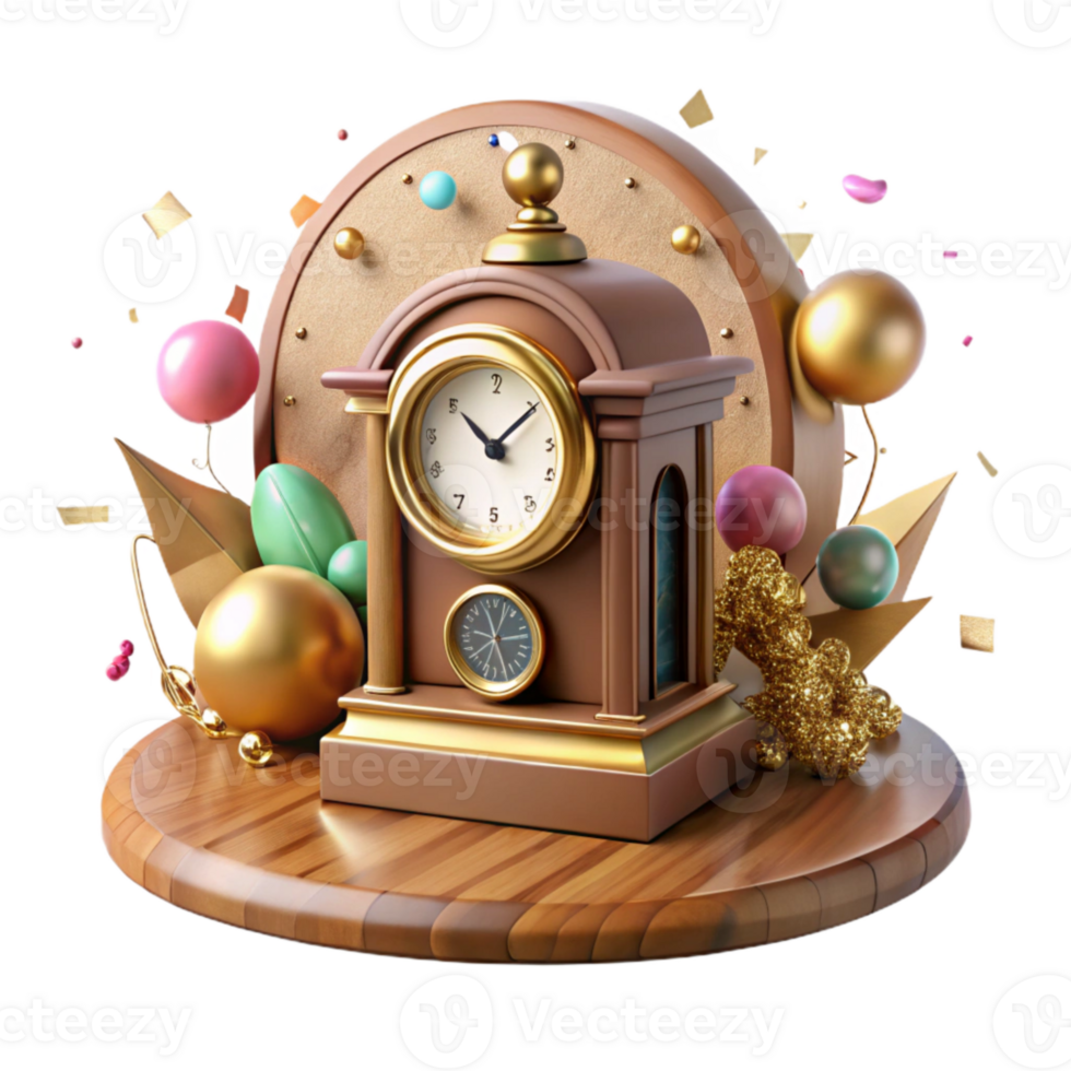 wonderful abstract Antique Wooden Desk Clock Isolated Element original png