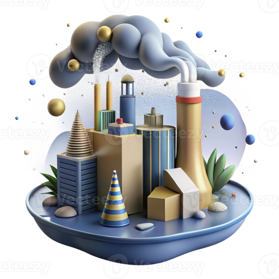 stunning rustic Air Pollution Illustration with Smoggy Cityscape Cutout original png