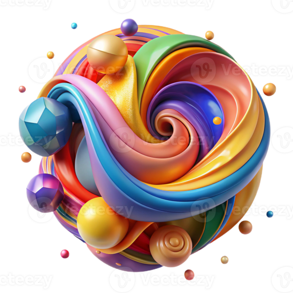 beautiful modern Colorful Abstract Swirls Pattern with Transparent Background exclusive png