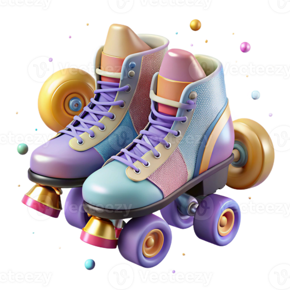 stunning abstract Classic Pair of Roller Skates Isolated with Metal Wheels premium png