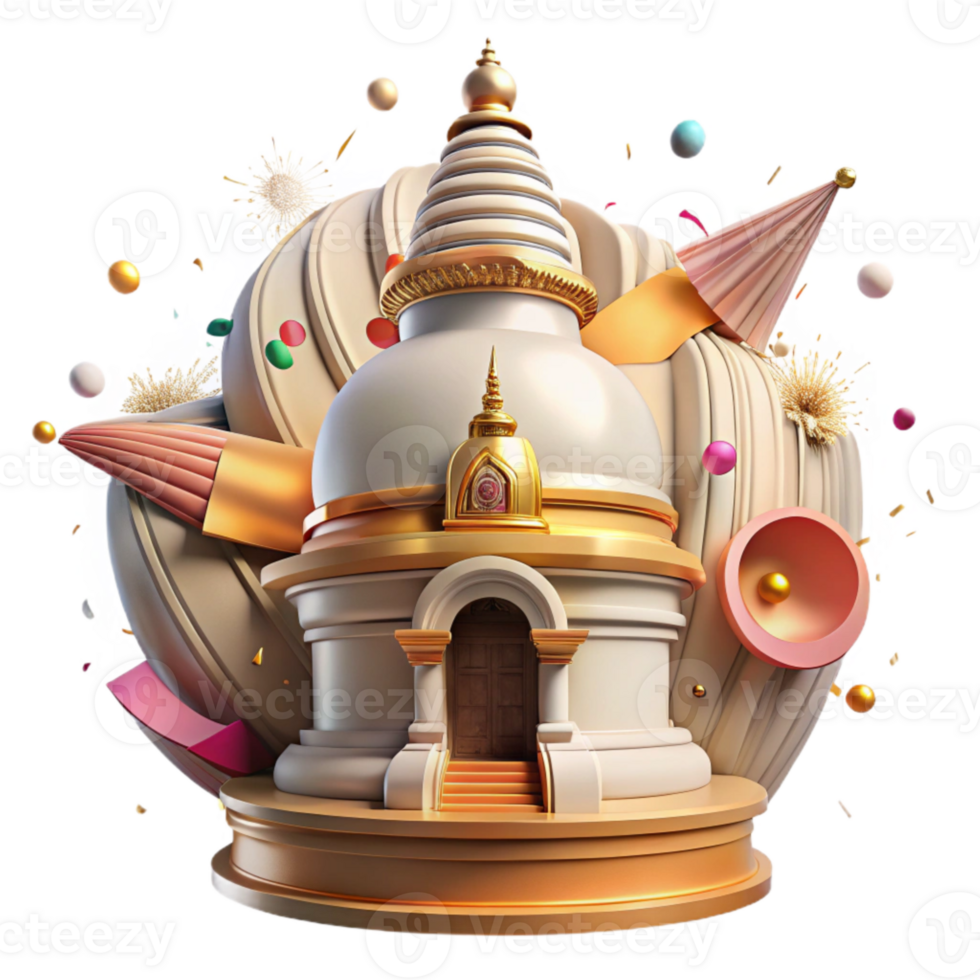 vibrant creative Ancient Indian Stupa Architecture Cutout authentic png