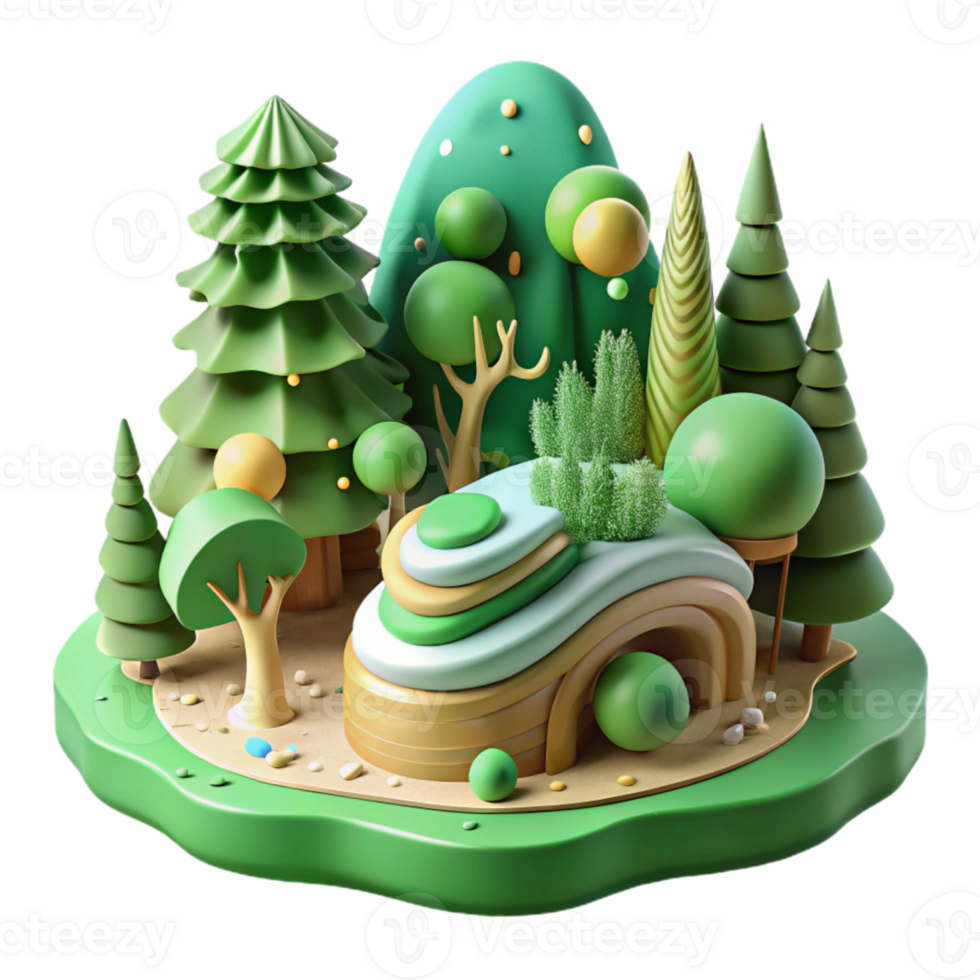 wonderful creative Forest Ecosystem Layers Transparent Background Green Hues original png