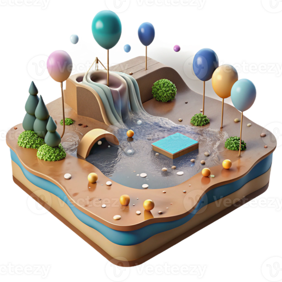 vibrant creative Flooded Fields After Heavy Rain Aerial View Cutout premium png