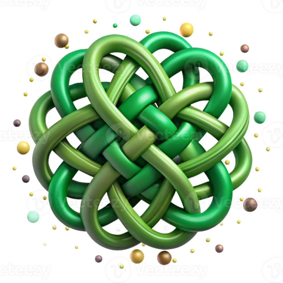 dramatic creative Celtic Knotwork Design Green Swirls Isolated detailed png