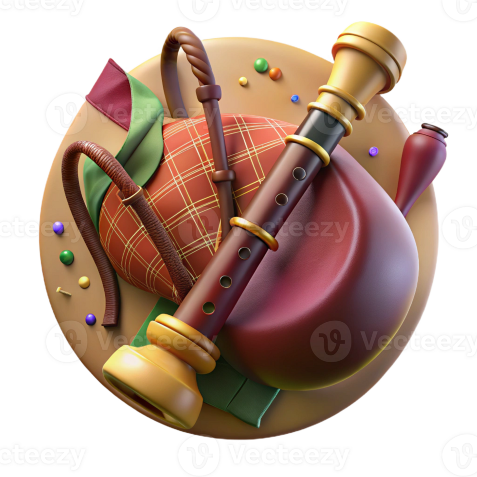 impressive abstract Gaida Bagpipes Bulgarian Music Goat Skin Bag Isolated Cutout png