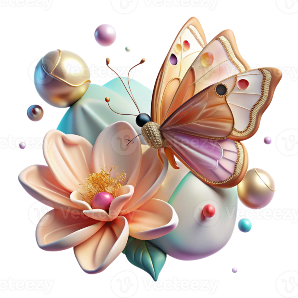 magnificent rustic Butterfly on Flower Soft Focus Transparent Background authentic png