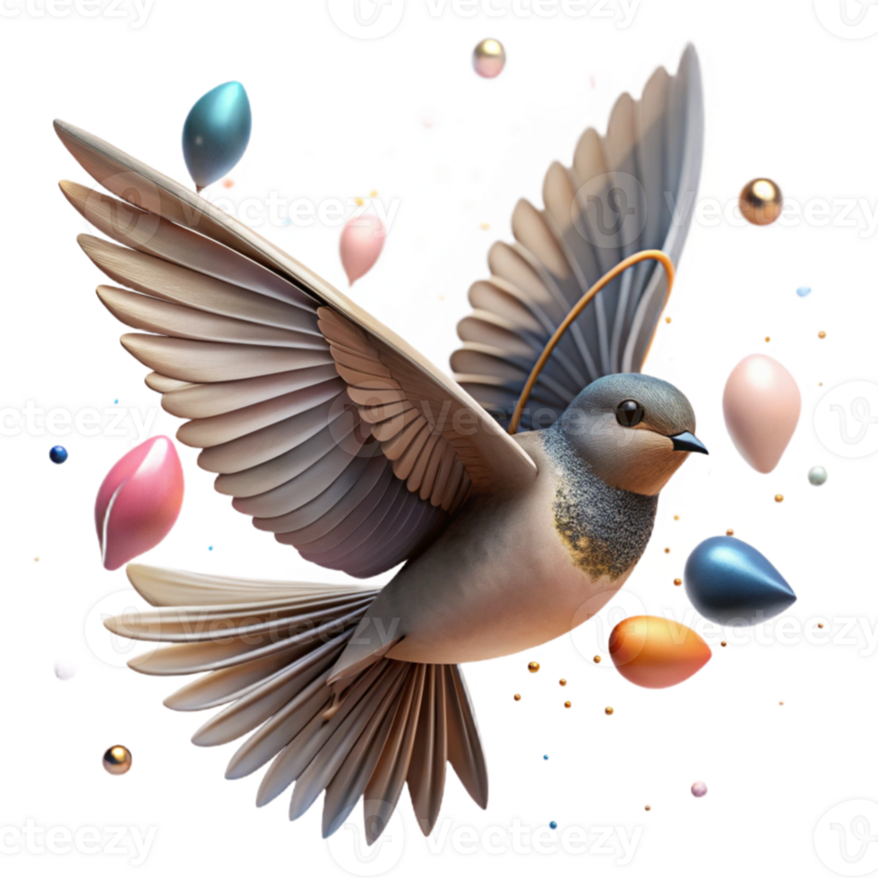 extraordinary minimalist Bird in Flight with Clouds Isolated Element png