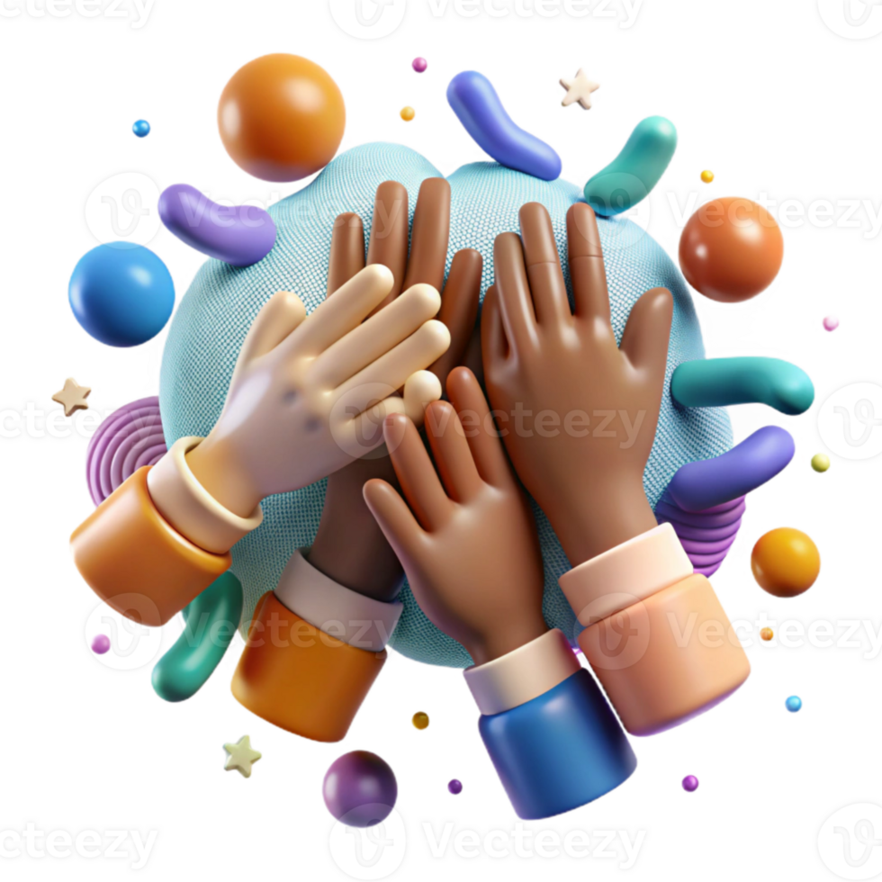 stunning minimalist Diverse Hands Joined Together Cutout Isolated Element high resolution png