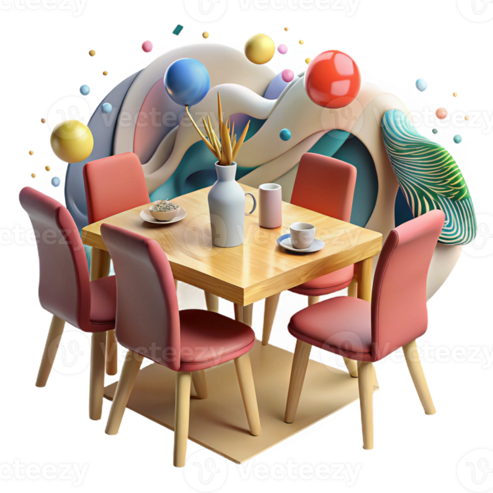 stunning abstract Dining Table with Chairs Cutout high quality png