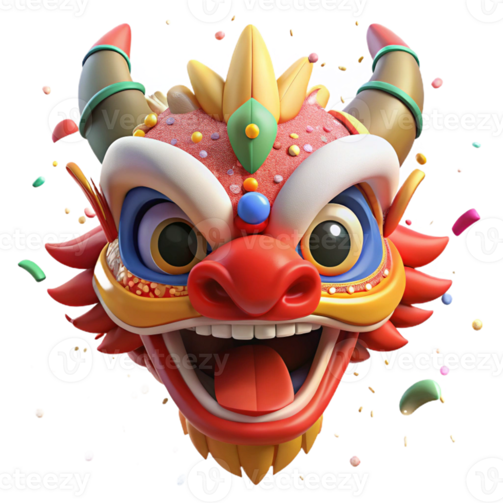 magnificent classic Chinese Dragon Dance Costume Head Isolated Cutout authentic png